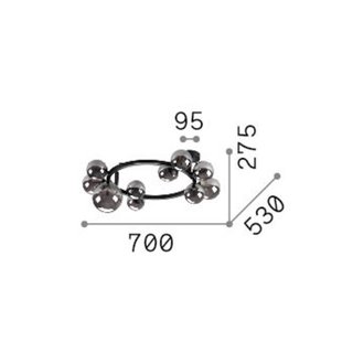 IDEAL LUX plafondlamp Perlage messing/wit, lengte 70 cm, 10-lamps