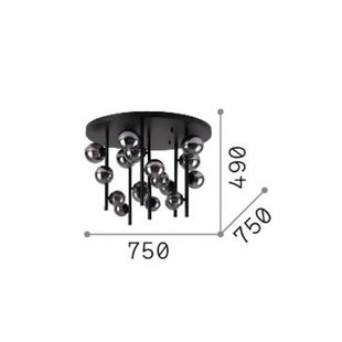 IDEAL LUX plafondlamp Perlage messing/amber, Ø 70 cm, 18 lampen