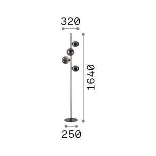 IDEAL LUX vloerlamp Perlage messing/amber, hoogte 164 cm, 4-lamps
