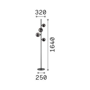 IDEAL LUX vloerlamp Perlage messing/wit, hoogte 164 cm, 4-lamps