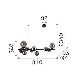 IDEAL LUX hanglamp Perlage Lengte 81 cm messing/amber 10-lamps