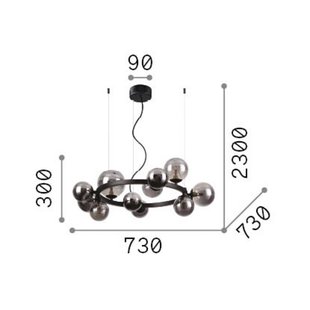 IDEAL LUX hanglamp Perlage messing/amber 11-armig Ø 73 cm