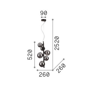 IDEAL LUX hanglamp Perlage messing/amber hoogte 52 cm 6-lamps