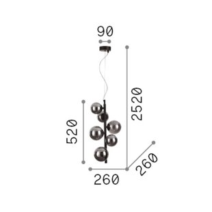 IDEAL LUX hanglamp Perlage messing/wit, hoogte 52 cm, 6-lamps