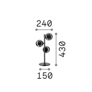 IDEAL LUX tafellamp Perlage messing/wit, hoogte 43 cm, 3-lamps