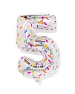 HEMA Folieballon cijfer 5 60cm confetti (zeeblauw)