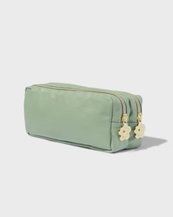 HEMA Etui 20x9x7cm kunstleer met dubbele rits (groen)