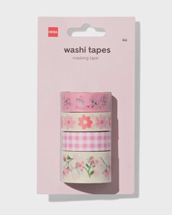 HEMA Washi tape 5mx1.5cm bloemen - 4 stuks (multicolor)