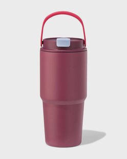 HEMA Drinkbeker met rietje 600ml rvs bordeauxrood (bordeauxrood)