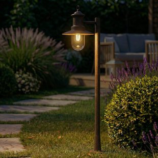 Eloretta tuinpadverlichting, 110 cm, staal, roest, E27, IP44 Lindby - Terras - Landhuis / Rustiek - Metaal - 1 lamp