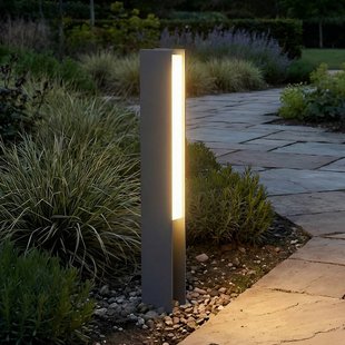 Lucande LED sokkellamp Teerk, hoogte 50 cm, antraciet, IP65