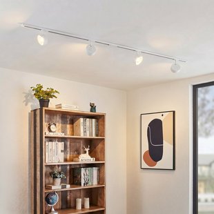 Linaro railsystem, Ø 9,5 cm, 4-lamps, LED, wit - Lindby - Werkkamer / Kantoor - Modern - Metaal - Meerdere lampen