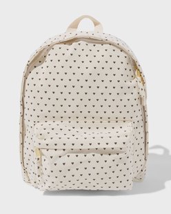 HEMA Schooltas 40x30x10cm hartjes (gebroken wit)