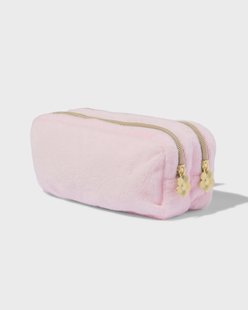 HEMA Etui 20x7x9cm fluffy met dubbele rits (roze)