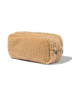 HEMA Etui 20x7x9cm teddy met dubbele rits (beige)
