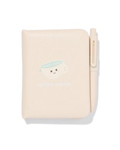 HEMA Notitieboek met pen 12x8.5x1.5 gelinieerd matcha (beige)