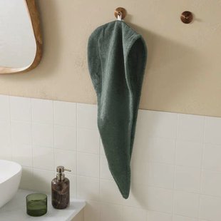 W katoenen haarhanddoek donkergroen (68x26 cm)