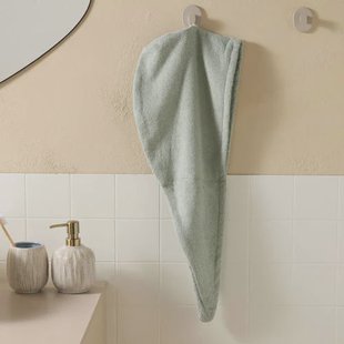 W katoenen haarhanddoek lichtgroen (68x26 cm)
