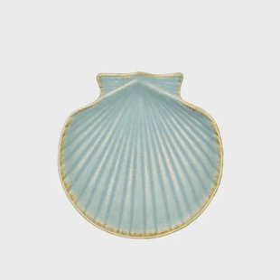 Madam Stoltz gebaksbord schelp blauw (Ø17/18 cm)