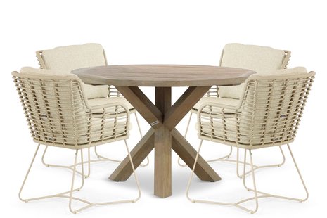 4 Seasons Outdoor Fabrice/Sand City 120 cm dining tuinset 5-delig