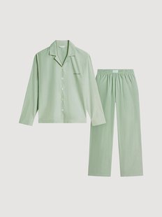 Gestreepte pyjamaset Green Striped met lange mouwen