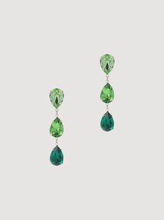 Handgemaakte oorbellen Triple Drop, met Swarovski-kristallen