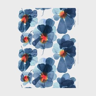 Marimekko Valssi katoenstof White-dark blue-orange