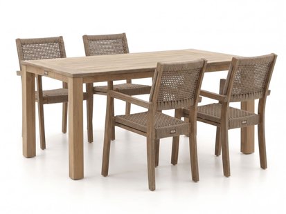 ROUGH-Batang Rope/ROUGH-X 200cm dining tuinset 5-delig stapelbaar - Laagste prijsgarantie!