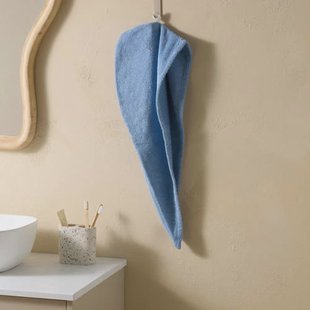 W katoenen haarhanddoek blauw (68x26 cm)