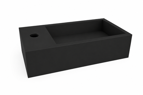 Fontein Lotte Links Rechthoekig 40x22x10cm Solid Surface Mat Zwart