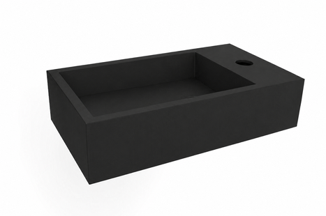 Fontein Lotte Rechts Rechthoekig 40x22x10cm Solid Surface Mat Zwart