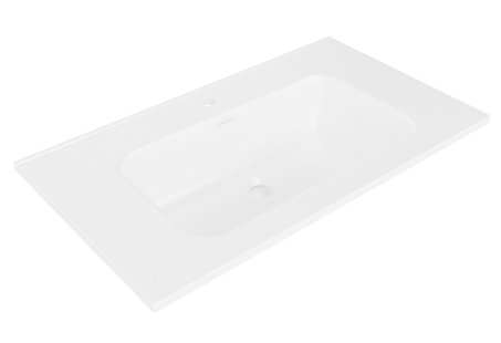 Wastafel Bajo Enkel Met 1 Kraangat 100x46x1,8cm Keramiek Mat Wit