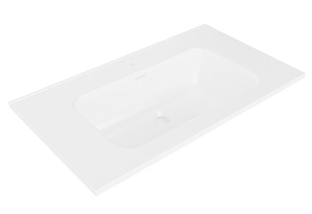 Wastafel Bajo Enkel Met 1 Kraangat 80x46x1,8cm Keramiek Mat Wit