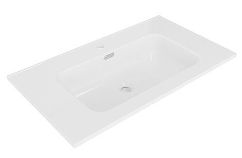 Wastafel Bajo Enkel Met 1 Kraangat 100x46x1,8cm Keramiek Glans Wit