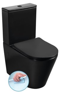 BWS Paco Staand Toilet Rimless Glans Zwart incl. Zitting PK/SK
