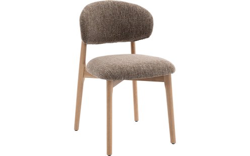 Goossens Eetkamerstoel Bessy met Massief Houten Frame bruin stof leuning,