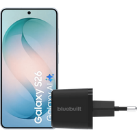 Samsung Galaxy S26 256GB Lichtblauw 5G + BlueBuilt Oplader 45 Watt Zwart