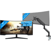 Samsung Odyssey G5 LC34G55TWWPXEN Curved + BlueBuilt Monitorarm voor 1 Ultrawide Monitor