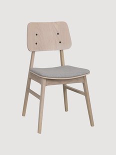 Eetkamerstoelen Nagano van eikenhout met gestoffeerde zitvlak, 2-delig