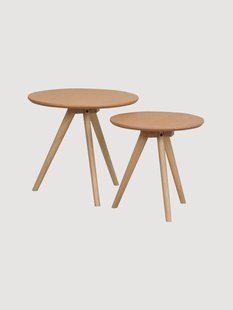 Houten bijzettafels Yumi, 2-delig