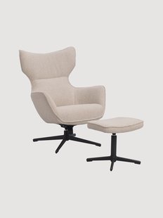 Draaibare loungefauteuil Jenkins met voetenbank