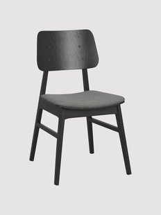Eetkamerstoelen Nagano van eikenhout met gestoffeerde zitvlak, 2-delig
