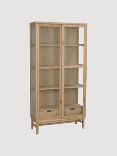 Houten vitrinekast Hazelton met schuifdeuren