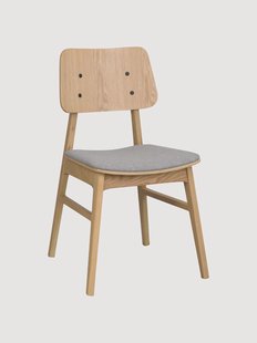 Eetkamerstoelen Nagano van eikenhout met gestoffeerde zitvlak, 2 stuks
