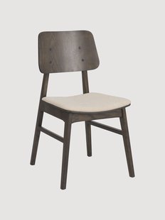 Eetkamerstoelen Nagano van eikenhout met gestoffeerde zitvlak, 2-delig