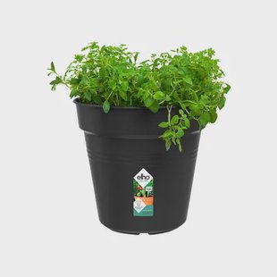 Elho Bloempot Green Basics - Kunststof - Geborsteld Nikkel - Diam.24xh22,1cm