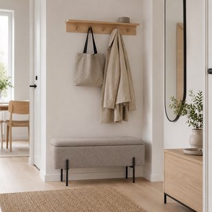 Jente bankje met opbergruimte bouclé taupe - 95 x 37 cm
