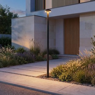 Lucande LED buitenlamp Nirella, 200 cm, zwart, CCT, IP65
