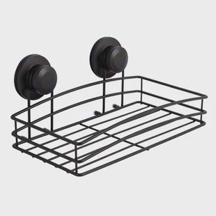 Aquavive Doucherek - Met Zuignappen - Roestbestendig Metaal - Zwart - 26x20x8cm