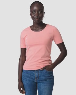 HEMA Dames T-shirt jersey slim fit o-hals roze (roze)